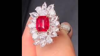 Pigeon's Blood Ruby Diamonds Ring #Rubyring #jewelry #diamondring #gemstonejewelry #finejewelry