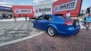 Charlotte Autofair 2021.  We win "Best of Show" for Horsepower Junkies in the blue car!