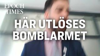 Här går bomblarmet mitt under intervjun