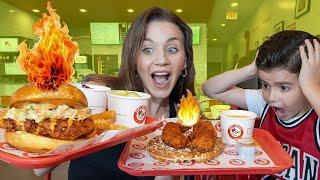 We tried the SPICIEST CHICKEN SANDWICH | HELL FIRE LEVEL SPICE!!
