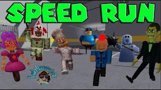 SPEED Run in 7 Scary Obby from PlatinumFalls, Mis Ani-Tron, Siren Cop, Barry, Mr FunnY, Papa v2