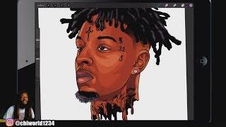 21 Savage - HOW TO CARTOON YOURSELF / VECTOR STYLE /PROCREATE TUTORIAL