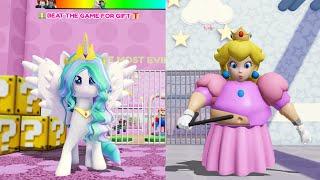 PRINCESS PEACH  vs MY PONY'S PRINCESS IN BARRY PRISON RUN V2! WHO WILL WIN? #roblox #obbygameplay