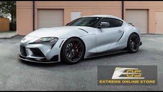 Extreme Online Store | Toyota Supra Carbon Fiber Splitter, Side Skirts and Hood Vents Installation