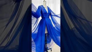 Making a v neck royal blue chiffon long dress #sewing #wedding #prom #fashion #hautecouture #gown