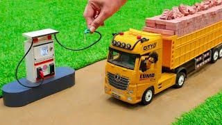 diy mini tractor making petrol pump with cement tiles construction science project @sanocreator