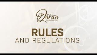 Rules and Regulations | 5th All Africa Quran Competition