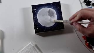 (22) Easy Moon and Star Filled Sky Painting / Acrylic Art for Beginners