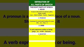 Learn English | Learn English Grammar | Defination Of Parts Of Speech | Parts Of Speech | English