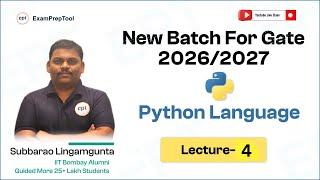 NEW BATCH | GATE DA - 2026 /2027 | LECTURE-4 | PYTHON PROGRAMING