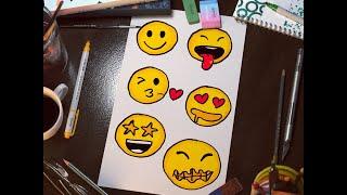 Cool Emoji drawing faces #shorts #funwax #drawing  #rainbow #emoji #howtodraw #howto #cool