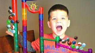 CALEB'S FAVORITE TOY EVER! MARBLE RUN RACE!