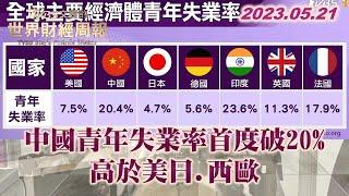 中國青年失業率首度破20% 高於美日.西歐 TVBS文茜的世界財經周報 20230521