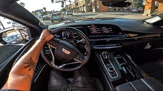 Cutting up in a 2024 Cadillac Escalade V in Los Angeles