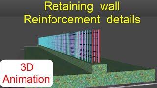 Reinforcement details  of Retaining wall || 3D Animation