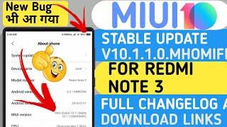 MIUI 10 GLOBAL STABLE ROM V10.1.1.0 ROLLING OUT FOR REDMI NOTE 3 Full changelog and download links