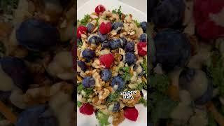 Healthy Breakfast | Vege Salad With Blueberries, Raspberries And Walnuts