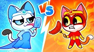 ️ Cold Baby VS Hot Baby  Learning Opposites Challenge with Purr-Purr Tails 