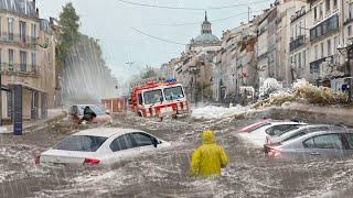 Chaos in France! Flash flood in Marseille sweeps away cars and roads, Europe is shocked