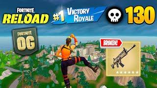 130 Elimination Solo Vs Squads Reload "Zero Builds" Gameplay Win(NEW GAMEMOD!! Fortnite Reload)