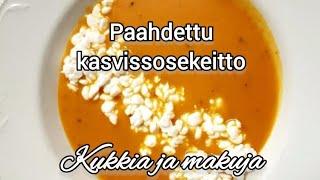 Valkosipulinen paahdettu kasvissosekeitto