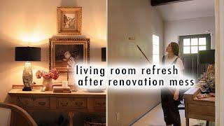 living room refresh after renovation mess *BEFORE & AFTER*