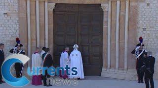 Pope Francis Prays Before the Tomb of Pope Celestine V, the First Pope to Resign