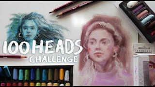 trying soft pastels for the first time  Sennelier portrait set, Mungyo review  100 Heads Challenge