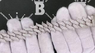 Spiked Cuban Link Iced Out Hip Hop Bracelet | Bling Bling Wristwear MBB305R