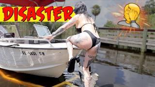 Her First Time Launching a Boat SOLO | It Almost got REALLY BAD 