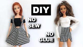 NO SEW NO GLUE  DIY Barbie Clothes | How to Make Easy Barbie Clothes | Barbie Doll Hacks