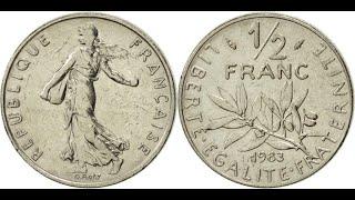 France, Semeuse, 1/2 Franc, 1983, Paris, Nickel