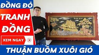 Tranh Đồng Thuận Buồm Xuôi Gió Đồng Đỏ Nền Đen | Mỹ Nghệ Âu Lạc