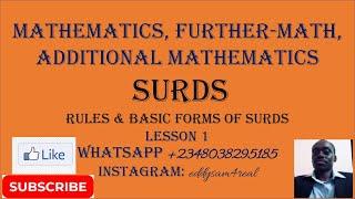 Surds: Introduction, Rules and Basic Forms of Surds // Lesson 1