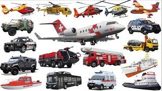 Emergency Vehicles - Rescue Trucks Name and Sounds | Police Car, Fire Truck, Ambulance