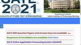 GATE 2021 Answer key and question paper download