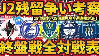 【J2残留争い考察│順位&終盤全日程対戦表】週末18位栃木と19位鹿児島が直接対決&群馬残留への道筋と大分残留への最低防衛ライン