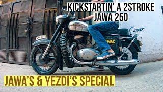 How to Kickstart vintage 2stroke Jawa -  exhaust sound 