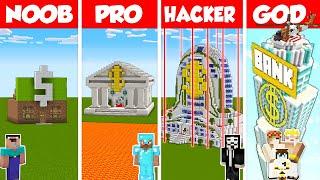 Minecraft SECURE BANK HOUSE BUILD CHALLENGE - NOOB vs PRO vs HACKER vs GOD / Animation