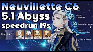 Neuvillette C6 5.1 Spiral Abyss speedrun 19s