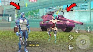 Rope Hero: Mafia City Wars (Harlequin vs Tanks) Rope Hero Fight Poison Girl in Garden - Gameplay HD