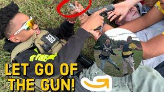 HE TOOK MY PARTNERS GUN!