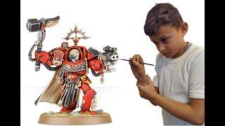 I'm learning to paint miniatures - I paint a Blood Angel Terminator Captain - Part 1