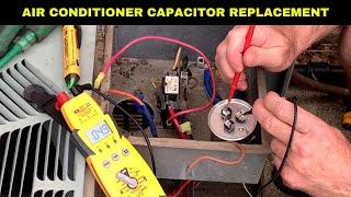 Air conditioner capacitor troubleshooting and replacement.