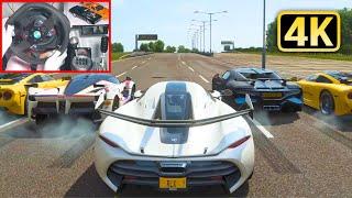 Koenigsegg Jesko - Drag Race + Free Roam | Forza Horizon 4 Steering Wheel + Pedal Camera Gameplay