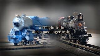 A freight train and a passenger train