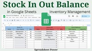 Stock In Out Balance Tracker in Google Sheets | Inventory Management