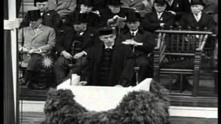 Harvard President James Conant delivers a speech during tercentenary ceremonies a...HD Stock Footage