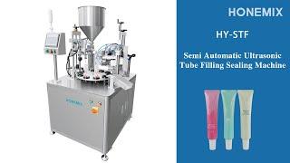 HY-STF Semi automatic ultrasonic tube filling sealing machine working process for plastic tube