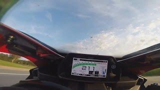 Yamaha R1 2015 power wheelie at over 200km/h